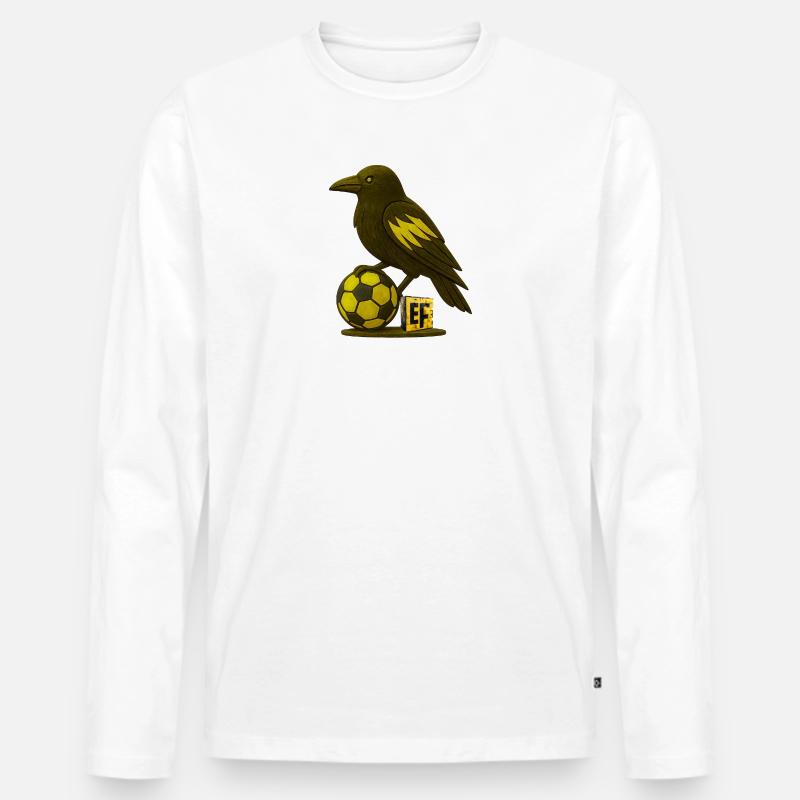 Vogel mit Fußball und Buchstabe E - Männer Premium Bio Langarmshirt - Weiß