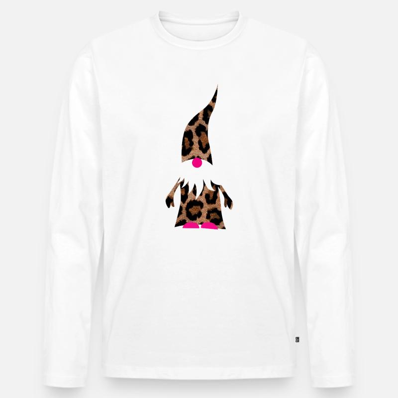 Wichtel pink Leopard Deko Weihnachten Geschenkidee - Männer Premium Bio Langarmshirt - Weiß