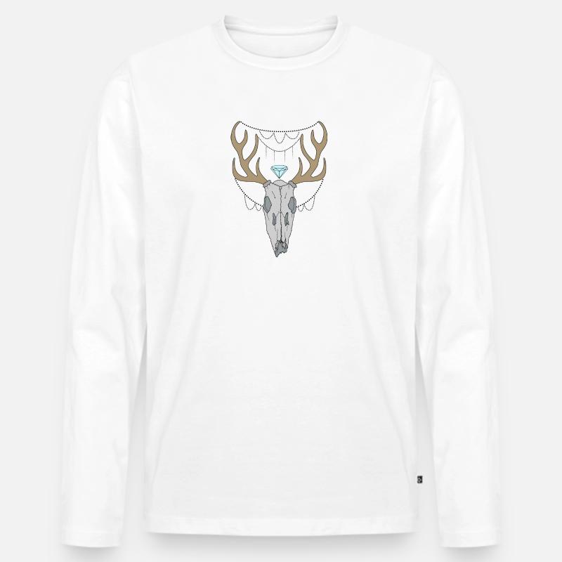 Hirschgeweih Schädel - Männer Premium Bio Langarmshirt - Weiß
