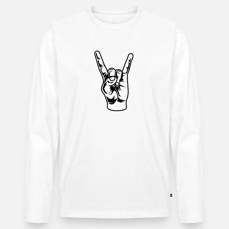 Rock 'n' Roll Hand - Männer Premium Bio Langarmshirt - Weiß