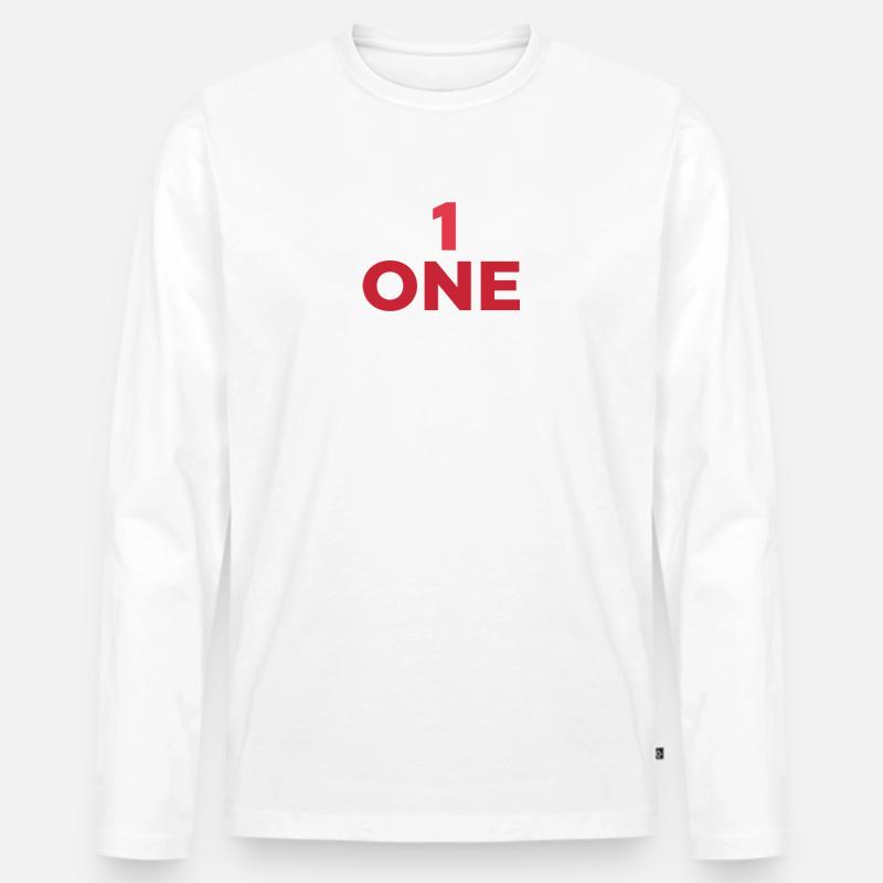AUSGEWIESENE NUMMER EINS IN ROT - Männer Premium Bio Langarmshirt - Weiß