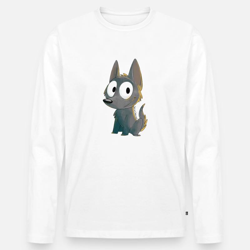 Kelpie Rehkitz - Männer Premium Bio Langarmshirt - Weiß