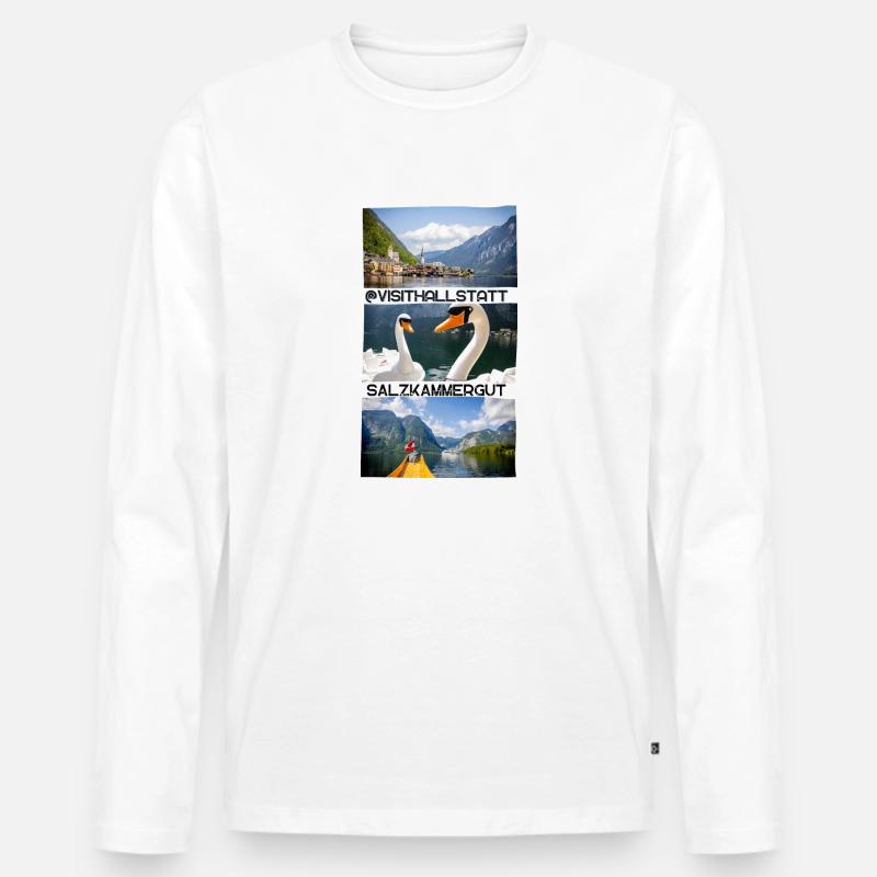 visithallstatt - Männer Premium Bio Langarmshirt - Weiß