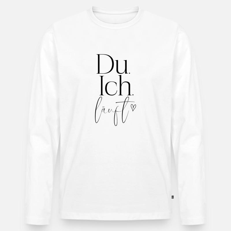 Du ich läuft - Männer Premium Bio Langarmshirt - Weiß