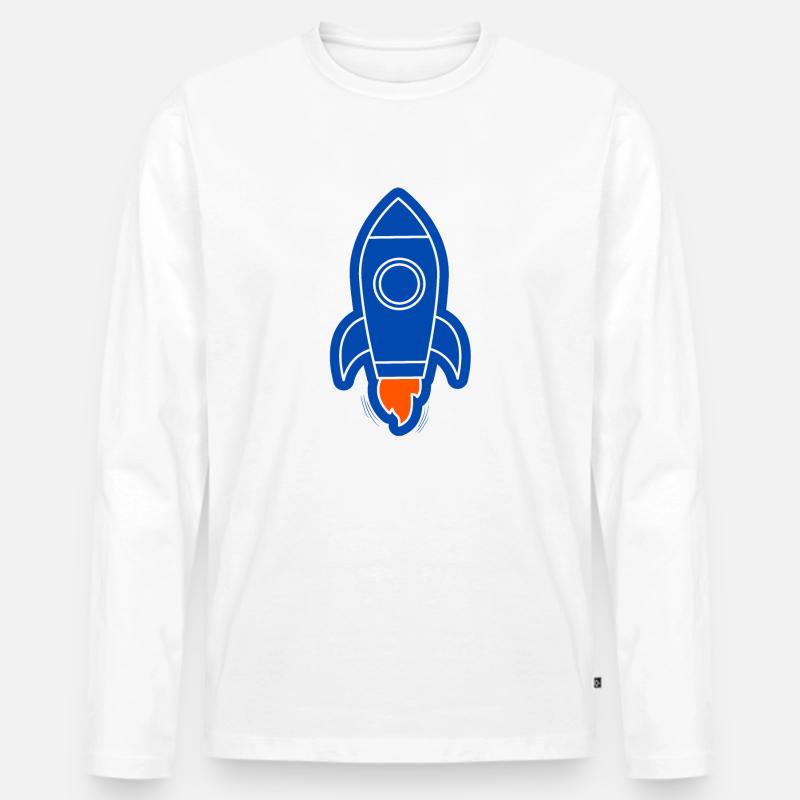 Weltraumrakete - Männer Premium Bio Langarmshirt - Weiß