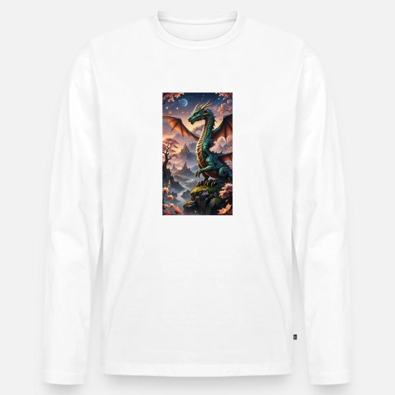 Drachen 4 - Männer Premium Bio Langarmshirt - Weiß