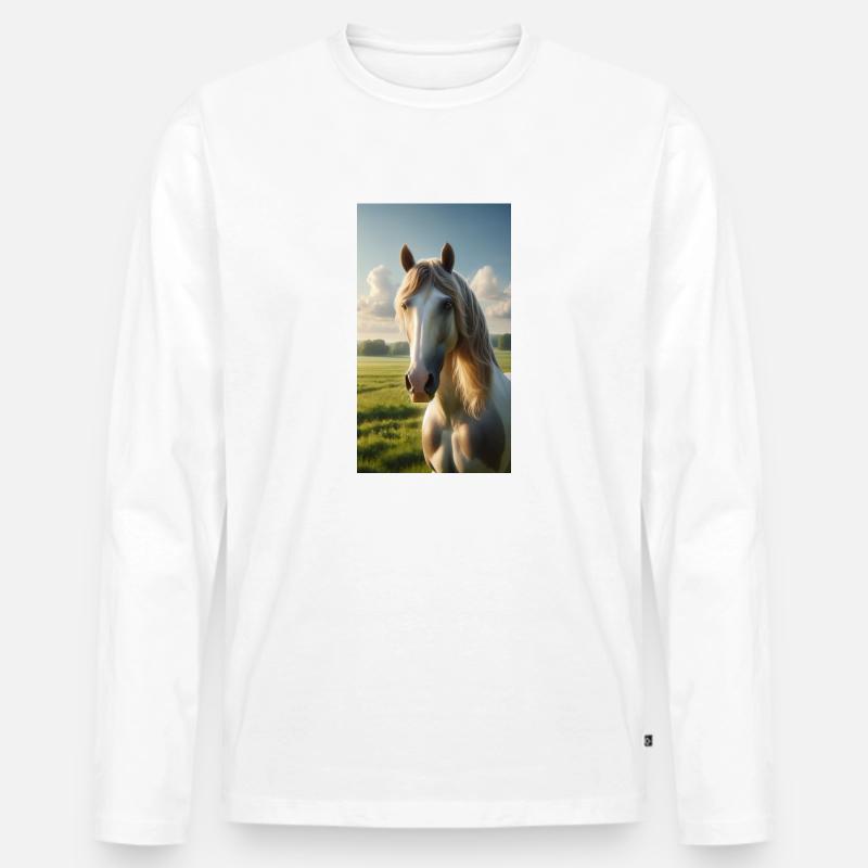 Pferd - Männer Premium Bio Langarmshirt - Weiß
