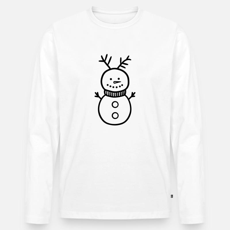 Schneemann - Männer Premium Bio Langarmshirt - Weiß