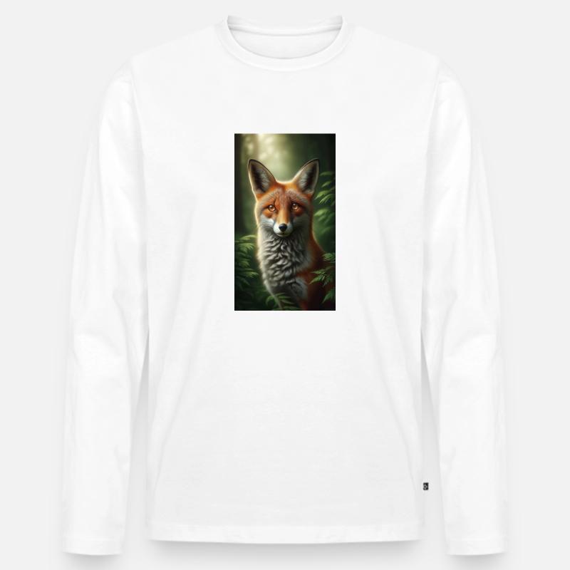 Fuchs - Männer Premium Bio Langarmshirt - Weiß