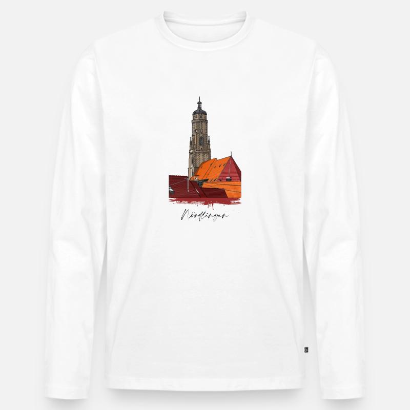 Nördlingen // Daniel // Illustration - Männer Premium Bio Langarmshirt - Weiß