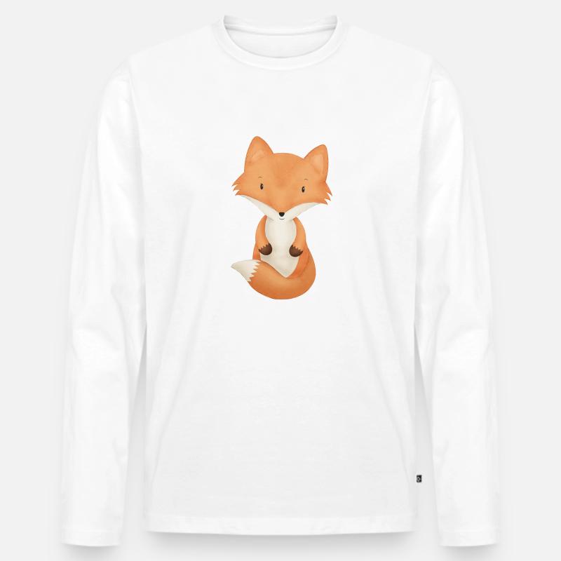 Fuchs - Männer Premium Bio Langarmshirt - Weiß