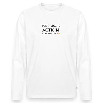 pleistocene_action - Men's Premium Organic Long Sleeve Shirt - white - Front - Nico (187cm)