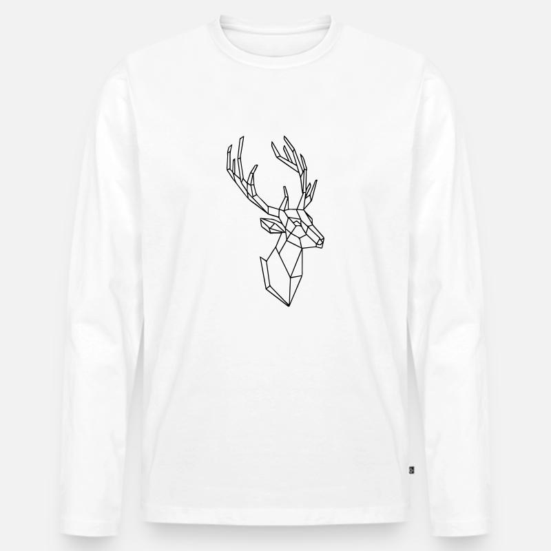 Hirsch - Männer Premium Bio Langarmshirt - Weiß