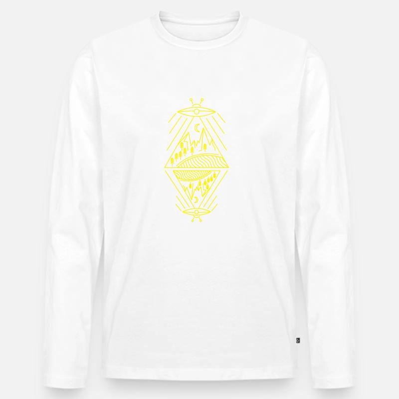 UFO ALIEN - Männer Premium Bio Langarmshirt - Weiß