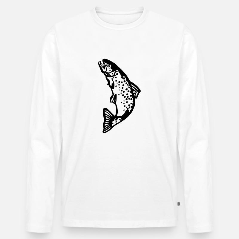 forelle - Männer Premium Bio Langarmshirt - Weiß