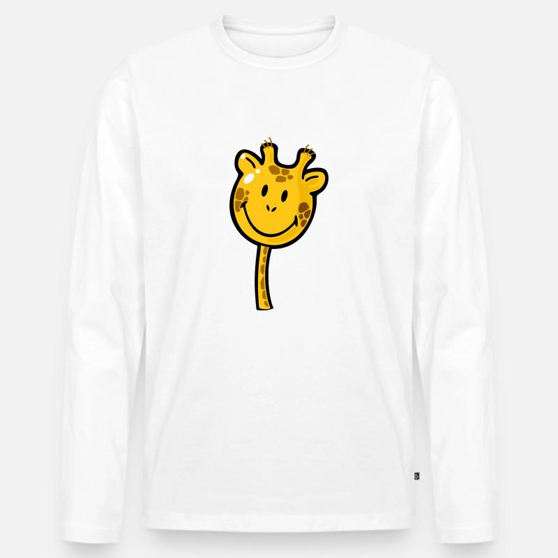 Smiley Giraffe - Männer Premium Bio Langarmshirt - Weiß