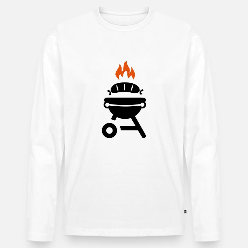 Grill mit Wurst - Männer Premium Bio Langarmshirt - Weiß
