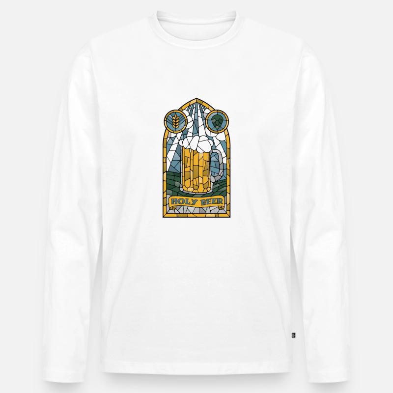 Heiliges Bier - Männer Premium Bio Langarmshirt - Weiß
