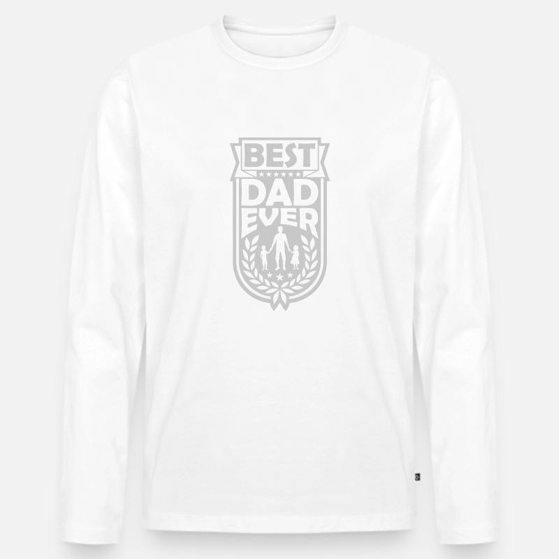 Best Dad Ever Banner - Männer Premium Bio Langarmshirt - Weiß