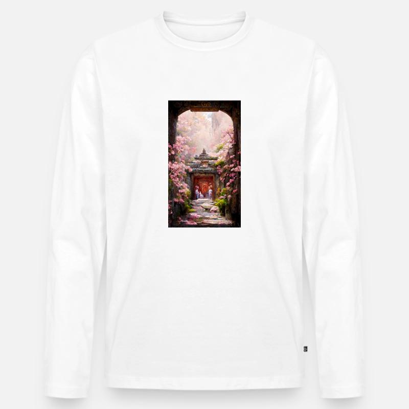 Shangri-Der Tempel - Männer Premium Bio Langarmshirt - Weiß