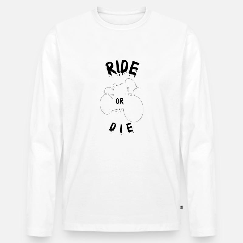 Reiten oder sterben - Männer Premium Bio Langarmshirt - Weiß