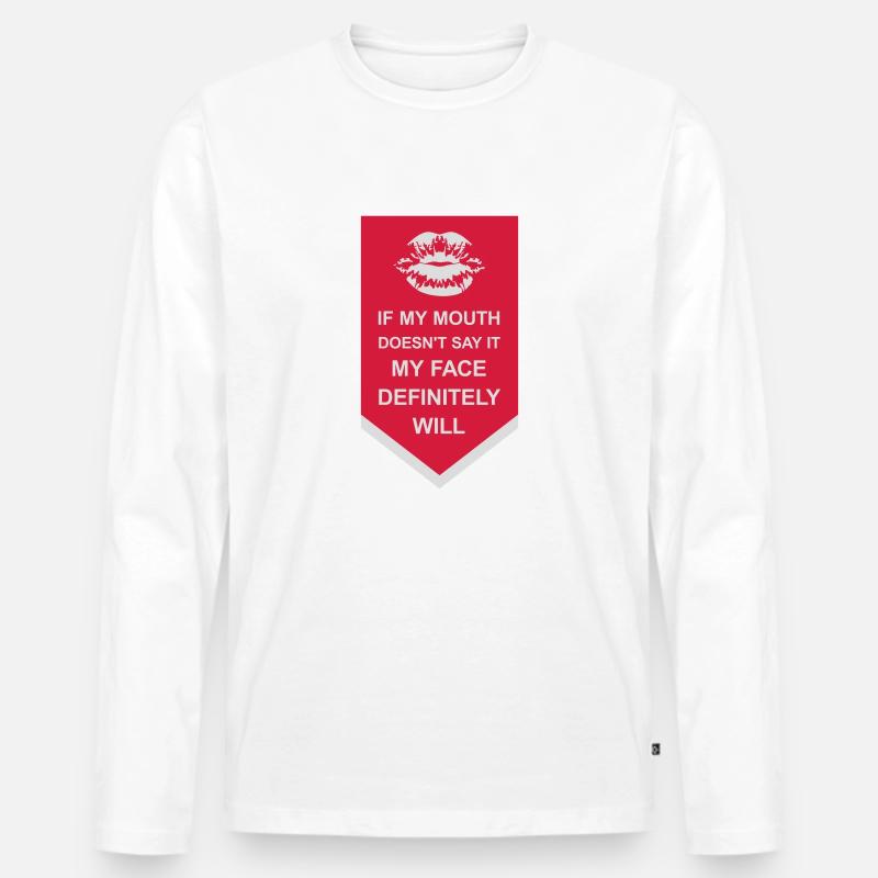 my face definitely will - Männer Premium Bio Langarmshirt - Weiß