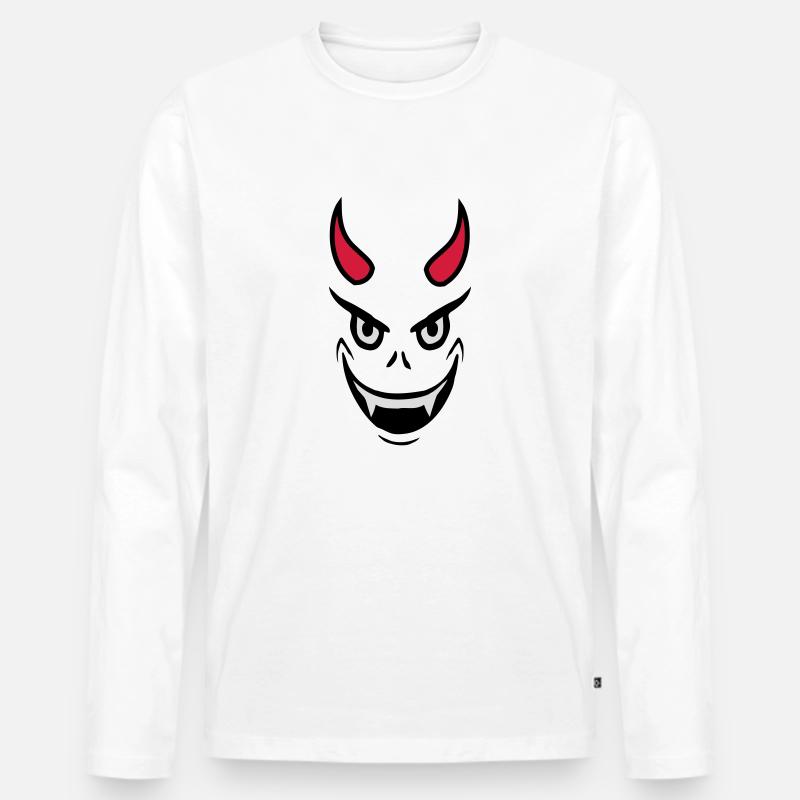 Böser Teufel Gesicht Design - Männer Premium Bio Langarmshirt - Weiß