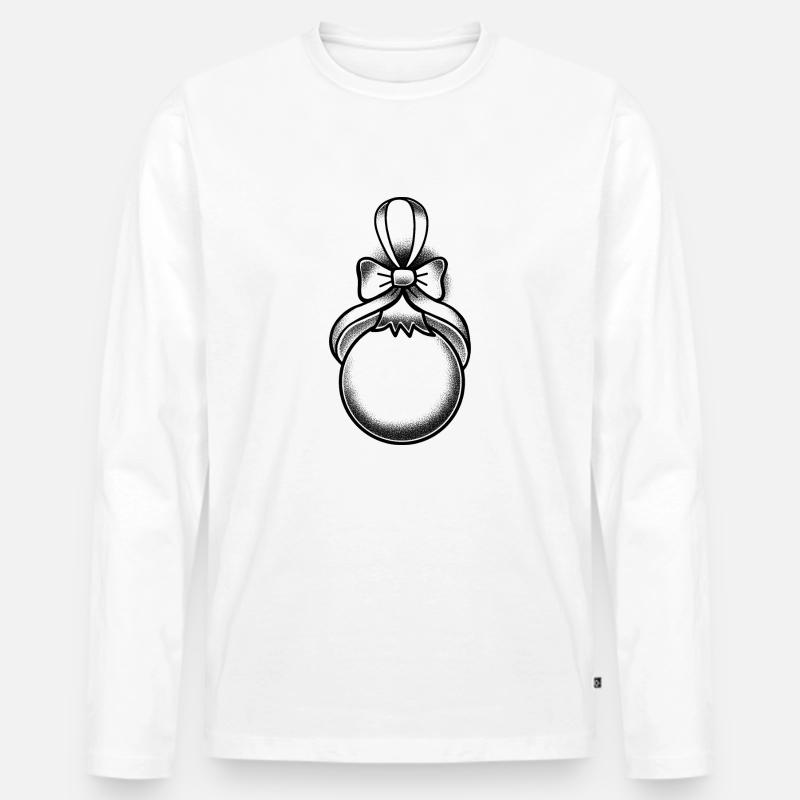 Dunkle Weihnachtskugel im Tattoo-Stil - Männer Premium Bio Langarmshirt - Weiß