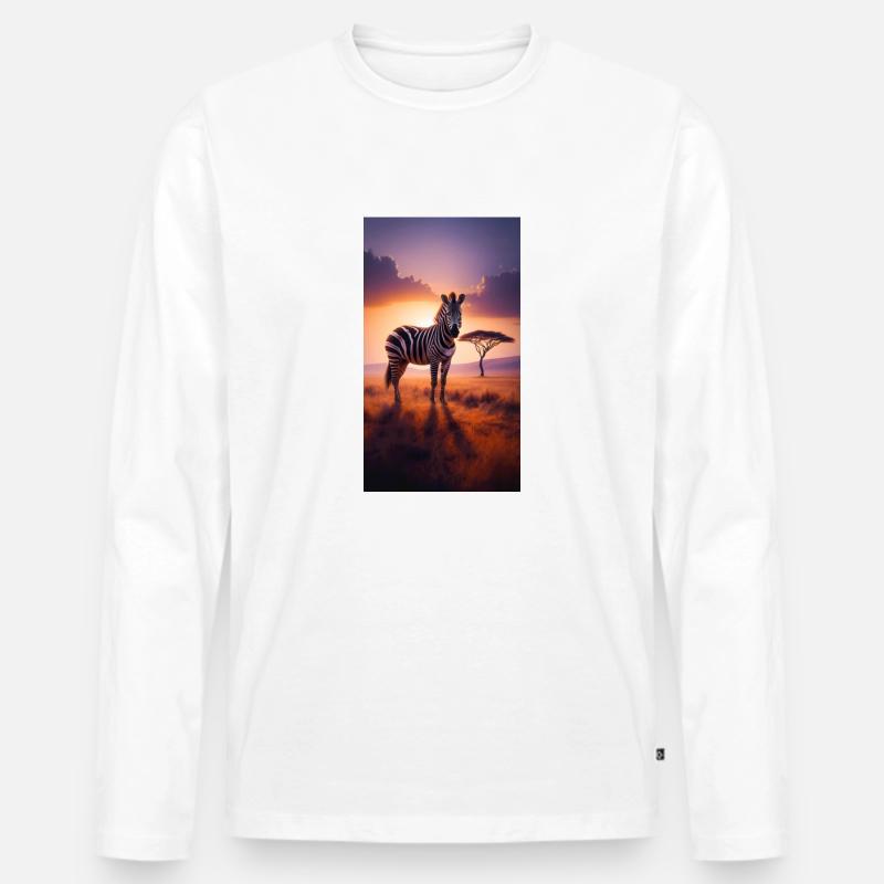 Zebra - Männer Premium Bio Langarmshirt - Weiß