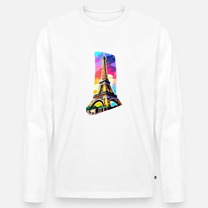 Eiffelturm #6 - Männer Premium Bio Langarmshirt - Weiß