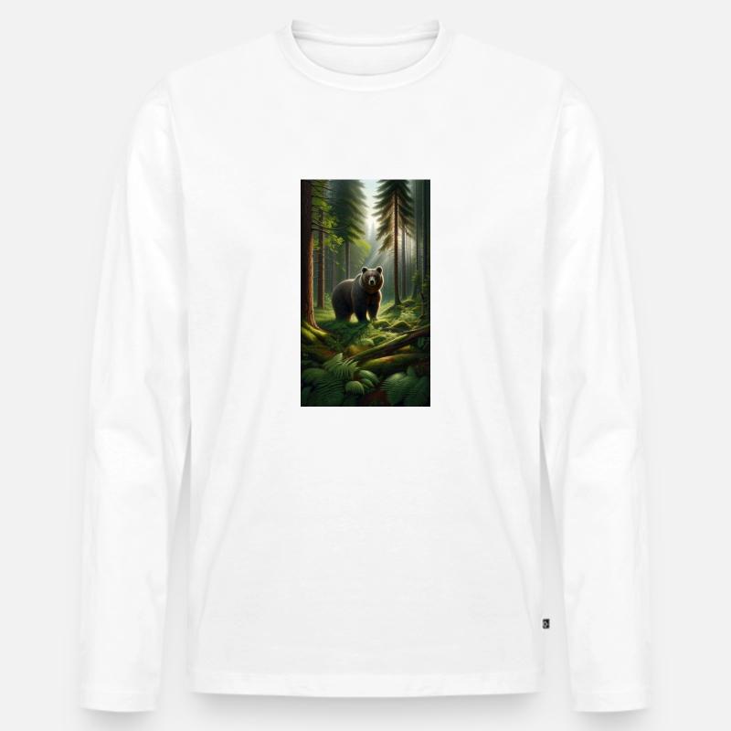 Braunbär - Männer Premium Bio Langarmshirt - Weiß