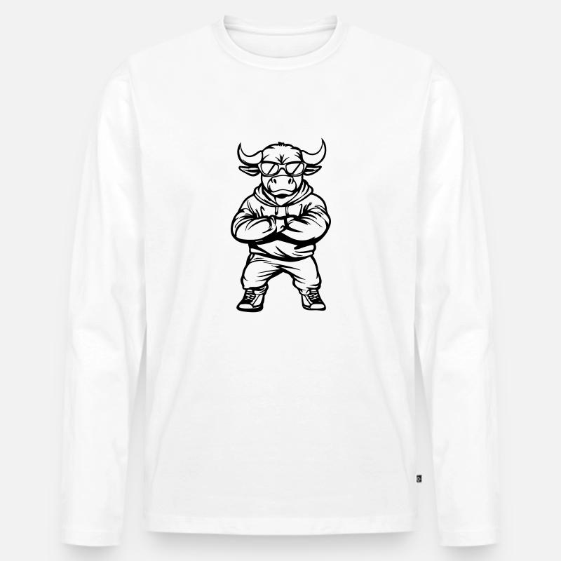 stier comic cool - Männer Premium Bio Langarmshirt - Weiß