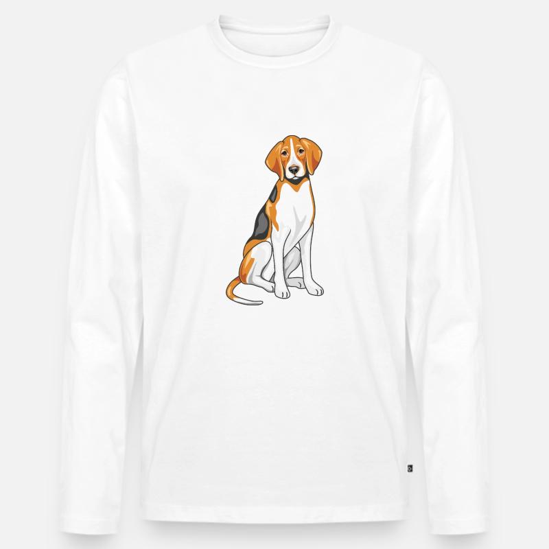 Foxhound assis - T-shirt manches longues Premium bio Homme - blanc