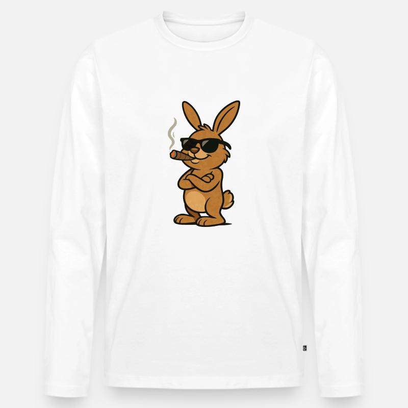 hase zigarre comic - Männer Premium Bio Langarmshirt - Weiß