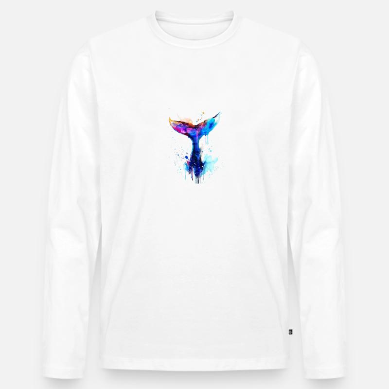 Walflosse, Flosse,wal, Walfisch, Graffiti - Männer Premium Bio Langarmshirt - Weiß