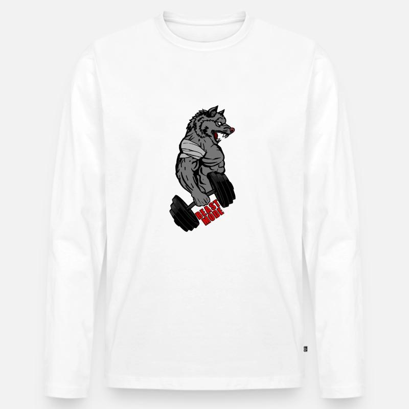 NO PAIN NO GAIN - Männer Premium Bio Langarmshirt - Weiß