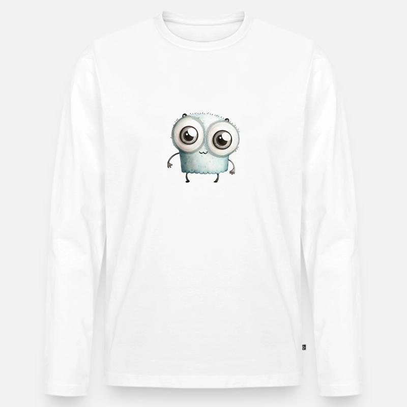 Putziges Monster Aquarell - Männer Premium Bio Langarmshirt - Weiß