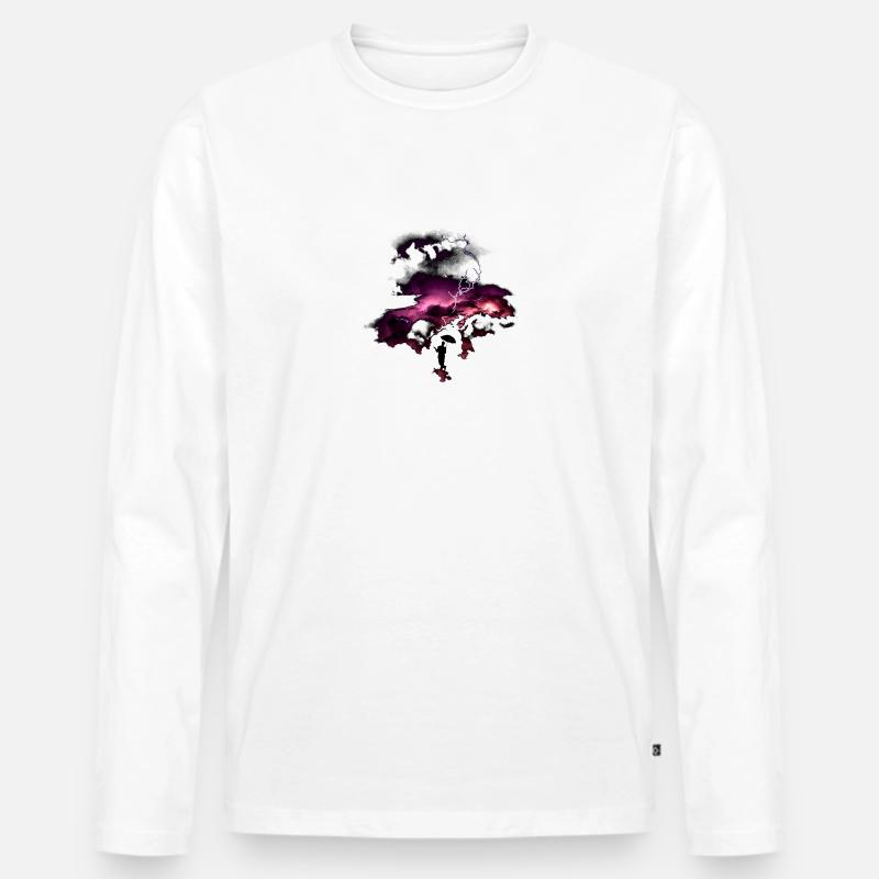Blitz Gewitter - Männer Premium Bio Langarmshirt - Weiß