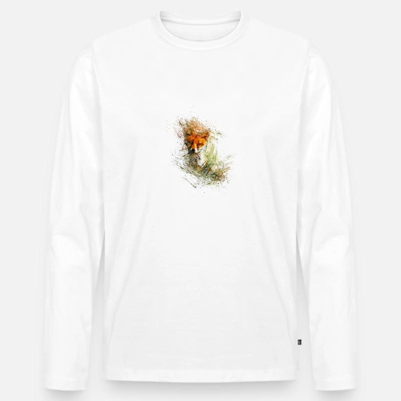 Fuchs - Männer Premium Bio Langarmshirt - Weiß