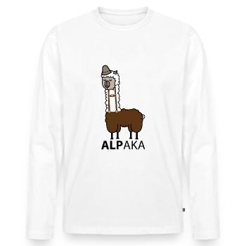 alpaca - Men's Premium Organic Long Sleeve Shirt - white - Front - Nico (187cm)