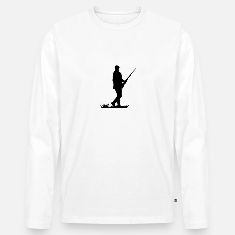 Jäger mit Flinte - Silhouette - Waidmann - Männer Premium Bio Langarmshirt - Weiß