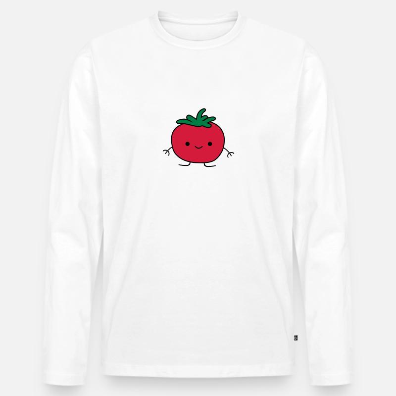 Tomate Doodle - Männer Premium Bio Langarmshirt - Weiß