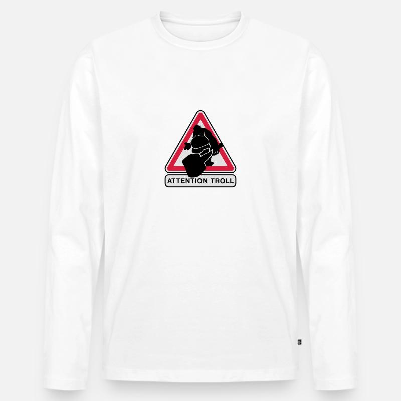 Troll - Männer Premium Bio Langarmshirt - Weiß