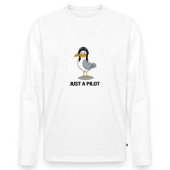 pilot flies airplane flight hour - Men's Premium Organic Long Sleeve Shirt - white - Front - Nico (187cm)