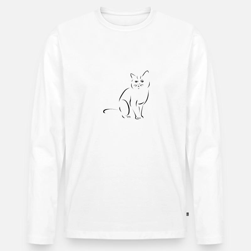 Katze - Männer Premium Bio Langarmshirt - Weiß