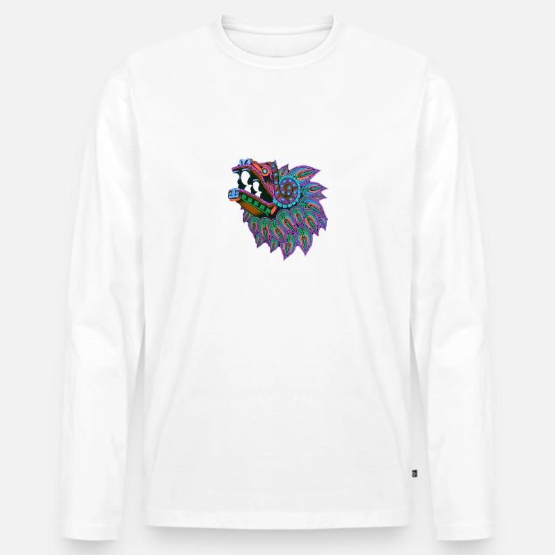 Drache, bunt, illustration,mexikanisch, ornament - Männer Premium Bio Langarmshirt - Weiß