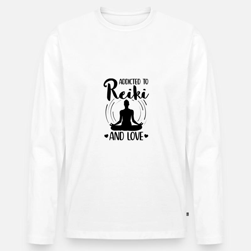 Reiki - Männer Premium Bio Langarmshirt - Weiß