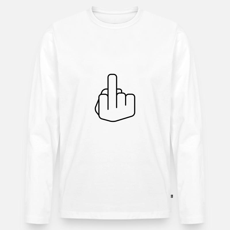 Mittelfinger Piktogramm - Männer Premium Bio Langarmshirt - Weiß