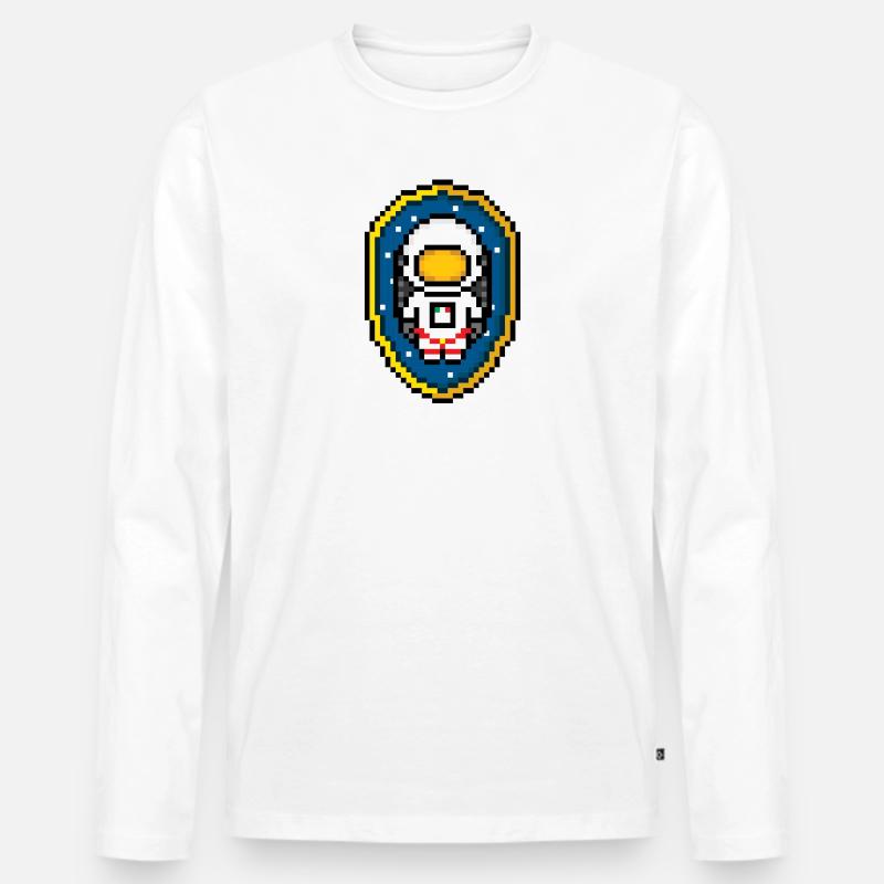 Astronaut Badge (Pixel art/Space-Badge) - Männer Premium Bio Langarmshirt - Weiß