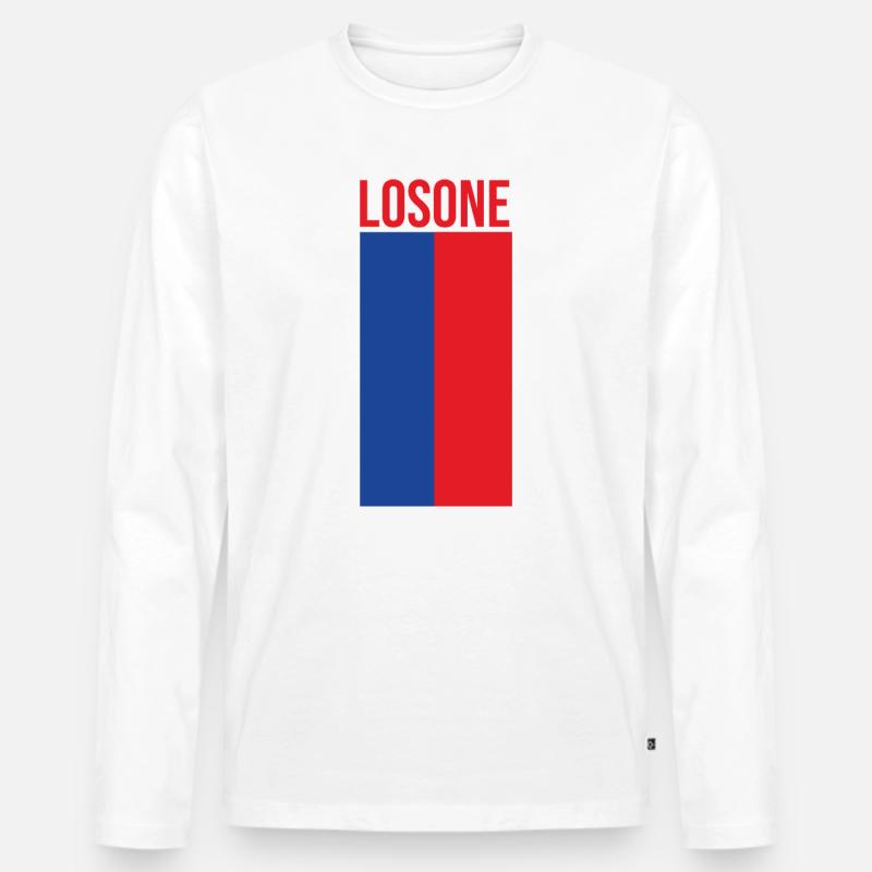 Minimalist Losone Flag Design - Männer Premium Bio Langarmshirt - Weiß